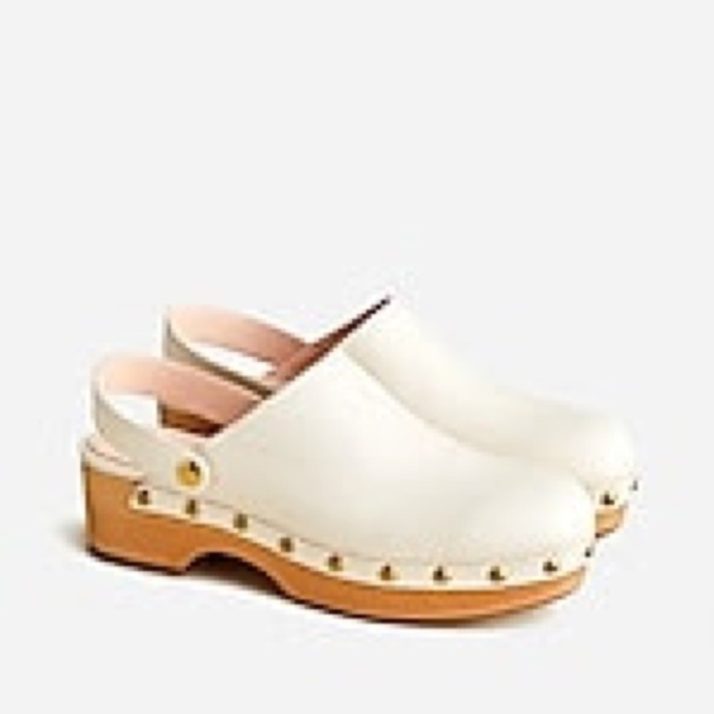 NWOT J Crew Convertible Leather Clogs in Dusty Ivory
